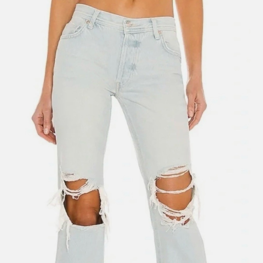 Free People We The Free Maggie Straight Cropped Jean Blue Light Wash Size 29 - Picture 8 of 8